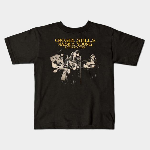 Crosby Stills Nash Young Kids T-Shirt by Kurasaki